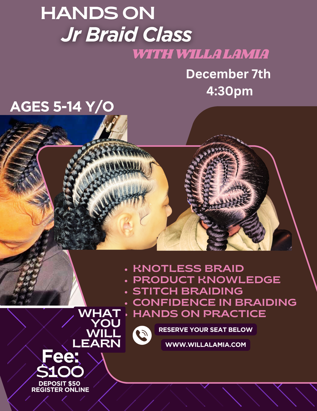 Jr Braid Class Deposit 12/7